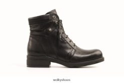 черна кадифена кожа обувки FR06X453 център wr дама Wolky