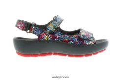 черна мощна кожа обувки FR06X418 Рио дама Wolky